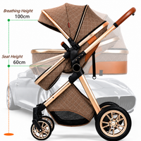 Luxury High View Baby Stroller & Bassinet Pram | One-Second Fold | Lightweight Aluminum Frame | 300D Linen Fabric | EVA Wheels | Australian Standard Tested | Brown