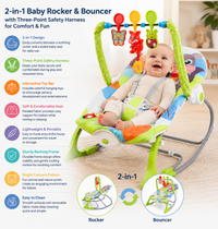 2-in-1 Baby Rocker & Bouncer with Toy Bar – Safe, Comfortable & Fun Infant Seat for Playtime and Relaxation