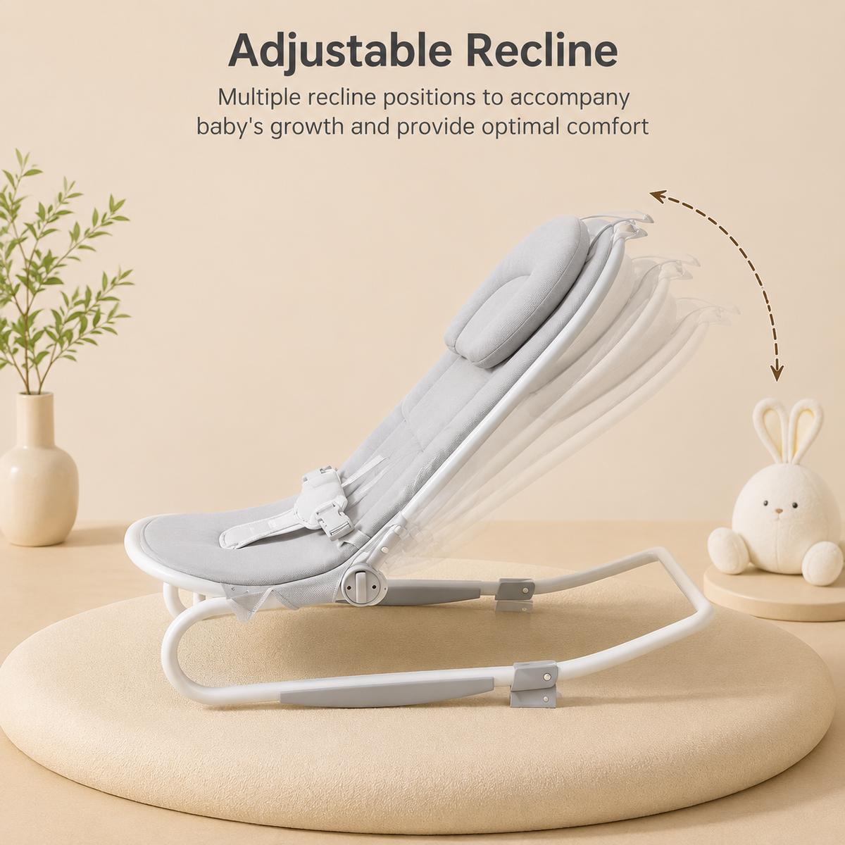Premium Adjustable Baby Bouncer Seat with Toy Bar, Soft Cushion & Ergonomic Support
