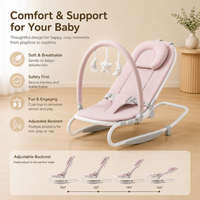 Premium Baby Bouncer Seat with Adjustable Backrest, Soft Cushion & Interactive Toy Bar