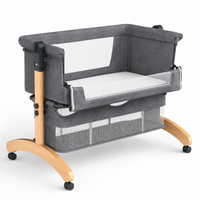Baby Bedside Bassinet with Adjustable Height & Storage Basket – Portable Co Sleeper Crib with Mesh Sides and Wheels for Newborns