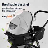 Baby Glide Luxury Reversible Baby Stroller – High Landscape Pram with Adjustable Push Handle, One-Hand Fold