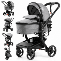 Luxury High Landscape Baby Stroller & Bassinet Travel System | One-Button Fold | High View | Australian Standard Certified | Baby Glide Black Stroller