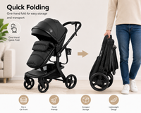 Luxury High Landscape Baby Stroller & Bassinet Travel System | One-Button Fold