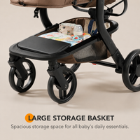 Baby Glide Luxury High View Baby Stroller with Reversible Seat, One-Hand Fold, UPF50+ Canopy,Brown