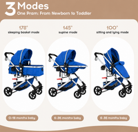 3-in-1 Baby Pram & Stroller, Baby Stroller with Reversible Bassinet, Mother Choice Travel Pram with Spring Shock Absorption, 5-Point Safety Harness, One-Hand Fold, Suitable for Newborn to Toddler