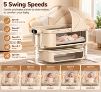 BabyGlide Electric Baby Bassinet with 5 Swing Speeds and Mosquito Net,Beige