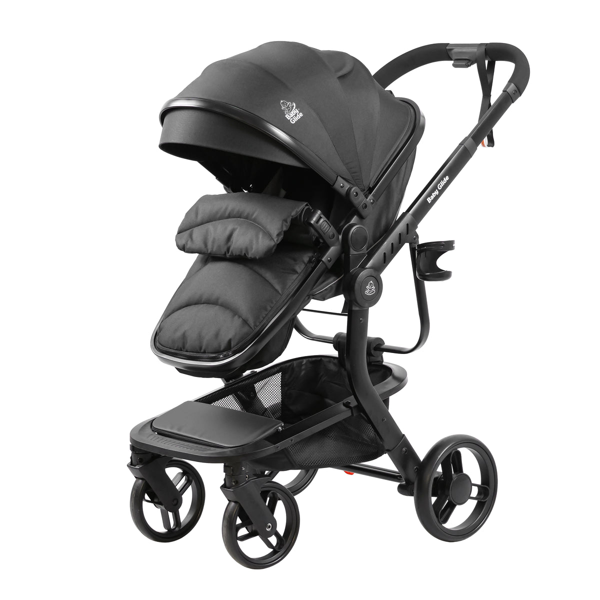 Luxury High Landscape Baby Stroller & Bassinet Travel System | One-Button Fold