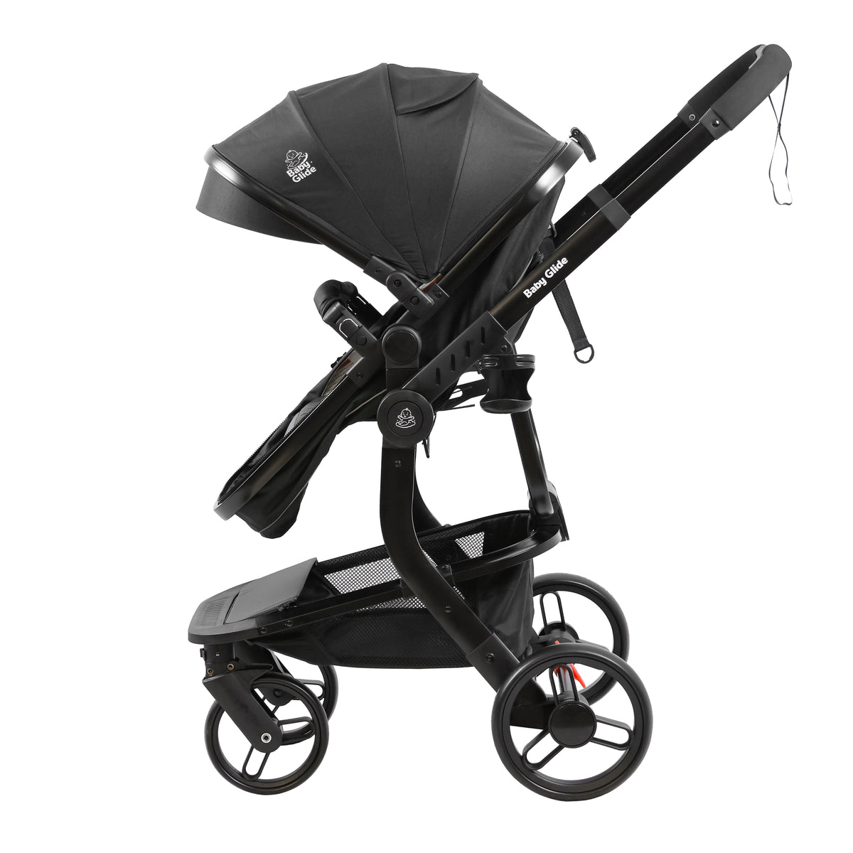 Luxury High Landscape Baby Stroller & Bassinet Travel System | One-Button Fold | High View | Australian Standard Certified | Baby Glide Black Stroller