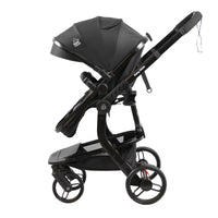 Luxury High Landscape Baby Stroller & Bassinet Travel System | One-Button Fold | High View | Australian Standard Certified | Baby Glide Black Stroller
