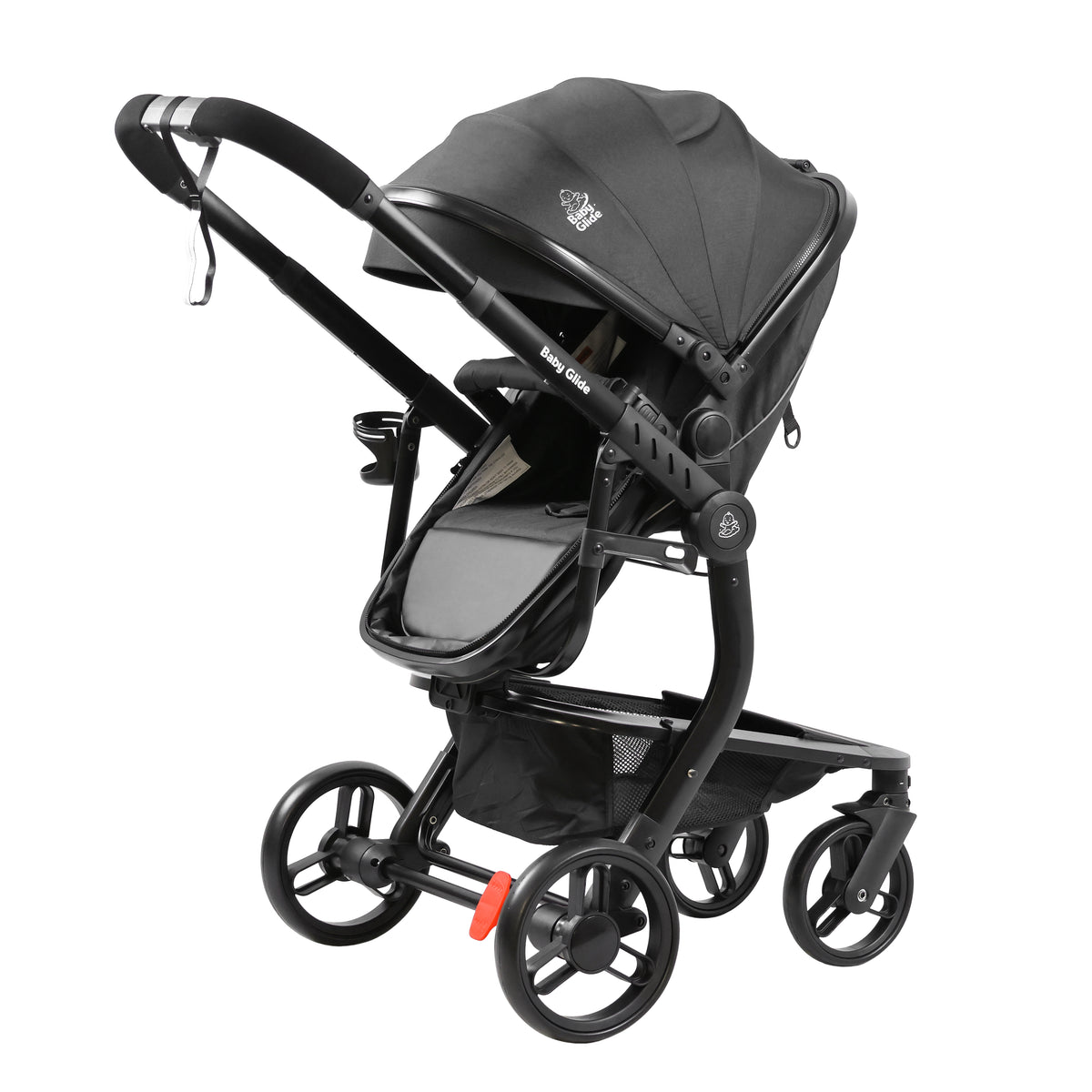 Luxury High Landscape Baby Stroller & Bassinet Travel System | One-Button Fold | High View | Australian Standard Certified | Baby Glide Black Stroller
