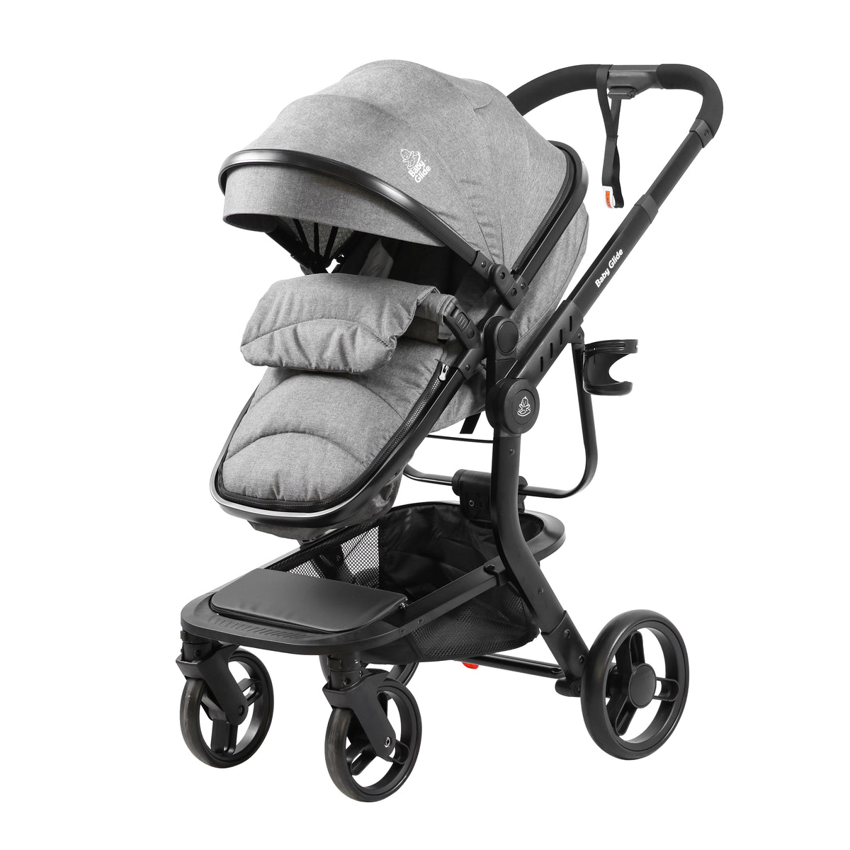 Baby Glide Luxury Reversible Baby Stroller – High Landscape Pram with Adjustable Push Handle, One-Hand Fold