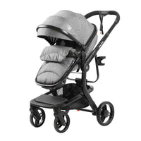 Baby Glide Luxury Reversible Baby Stroller – High Landscape Pram with Adjustable Push Handle, One-Hand Fold