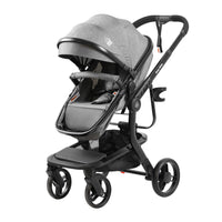 Baby Glide Luxury Reversible Baby Stroller – High Landscape Pram with Adjustable Push Handle, One-Hand Fold