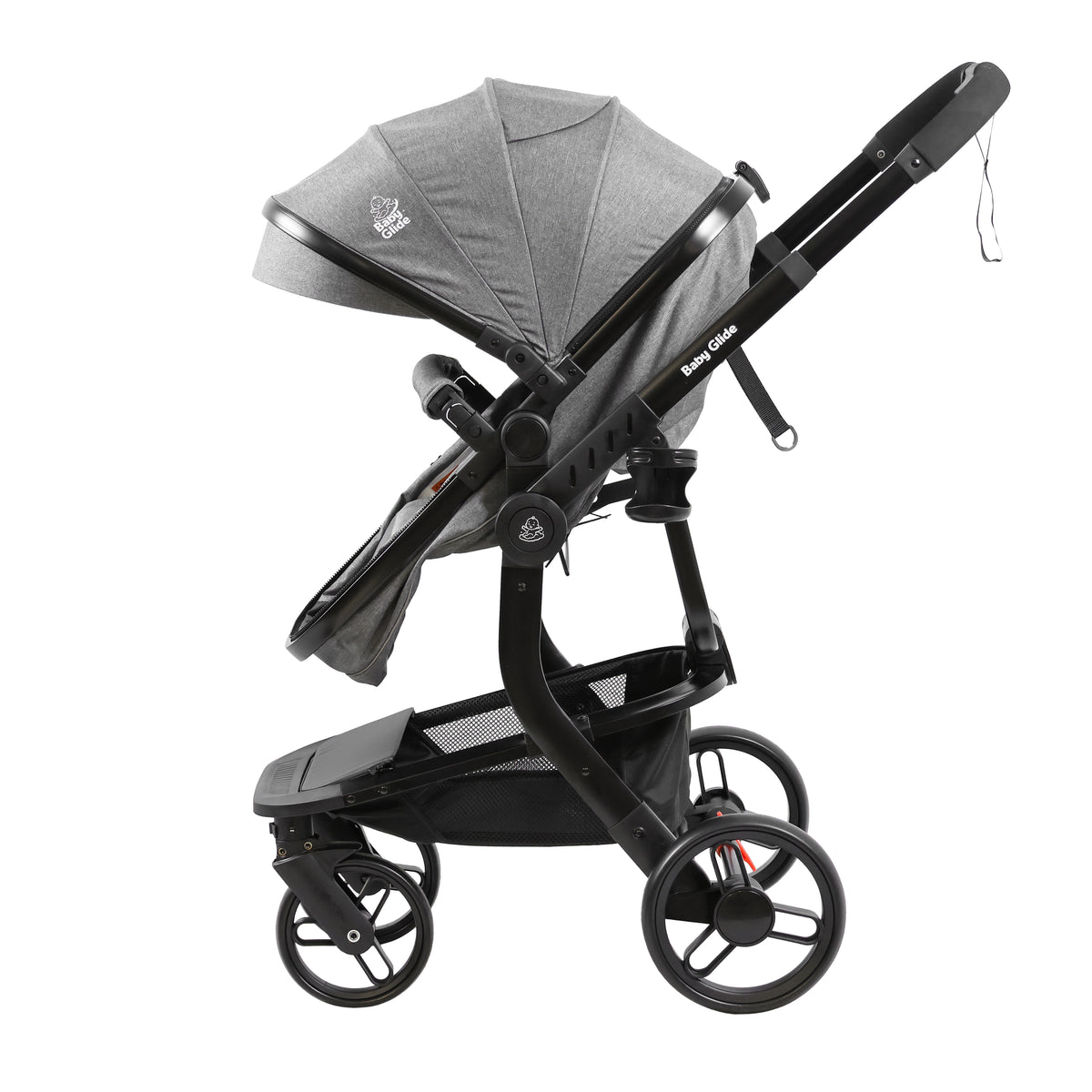 Baby Glide Luxury Reversible Baby Stroller – High Landscape Pram with Adjustable Push Handle, One-Hand Fold