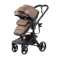 Baby Glide Luxury High View Baby Stroller with Reversible Seat, One-Hand Fold, UPF50+ Canopy,Brown