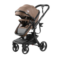Baby Glide Luxury High View Baby Stroller with Reversible Seat, One-Hand Fold, UPF50+ Canopy, Cup Holder, Foot Cover, Safety Wrist Strap, Large Storage Basket & Australian Standard Certified