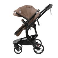 Baby Glide Luxury High View Baby Stroller with Reversible Seat, One-Hand Fold, UPF50+ Canopy,Brown