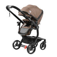 Baby Glide Luxury High View Baby Stroller with Reversible Seat, One-Hand Fold, UPF50+ Canopy,Brown