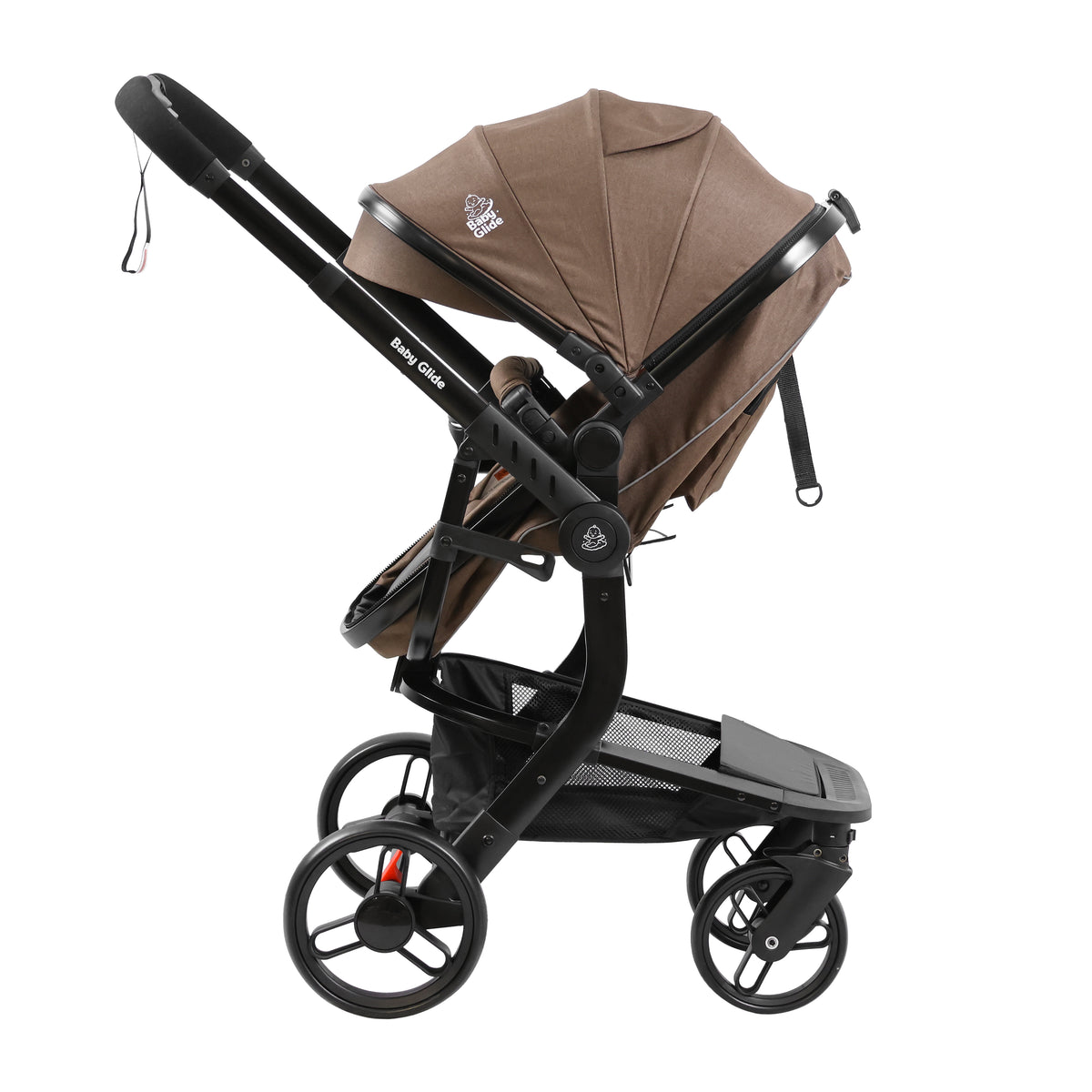 Baby Glide Luxury High View Baby Stroller with Reversible Seat, One-Hand Fold, UPF50+ Canopy, Cup Holder, Foot Cover, Safety Wrist Strap, Large Storage Basket & Australian Standard Certified