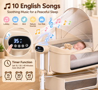 BabyGlide Electric Baby Bassinet with 5 Swing Speeds and Mosquito Net,Beige
