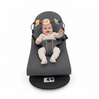 Organic Cotton Baby Rocker with 3 Recline Positions, Toy Bar & 3-Point Safety Harness – Foldable Infant Bouncer, Breathable Removable Cover, Strong Iron Frame, 0–12 Months, 20kg Capacity
