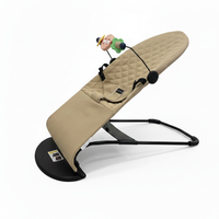 Baby Rocker Bouncer with Organic Cotton Cover, 3 Recline Positions & Toy Bar – Foldable Infant Seat with 3-Point Harness, Breathable & Removable Fabric, Strong Iron Frame, 0–12 Months, 20kg Capacity