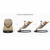Baby Rocker Bouncer with Organic Cotton Cover, 3 Recline Positions & Toy Bar – Foldable Infant Seat with 3-Point Harness, Breathable & Removable Fabric, Strong Iron Frame, 0–12 Months, 20kg Capacity
