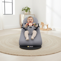 Comfort meets safety with this ergonomic baby rocker, designed with breathable organic cotton, a sturdy iron frame, and adjustable reclining positions to support your baby from newborn to 6 months.