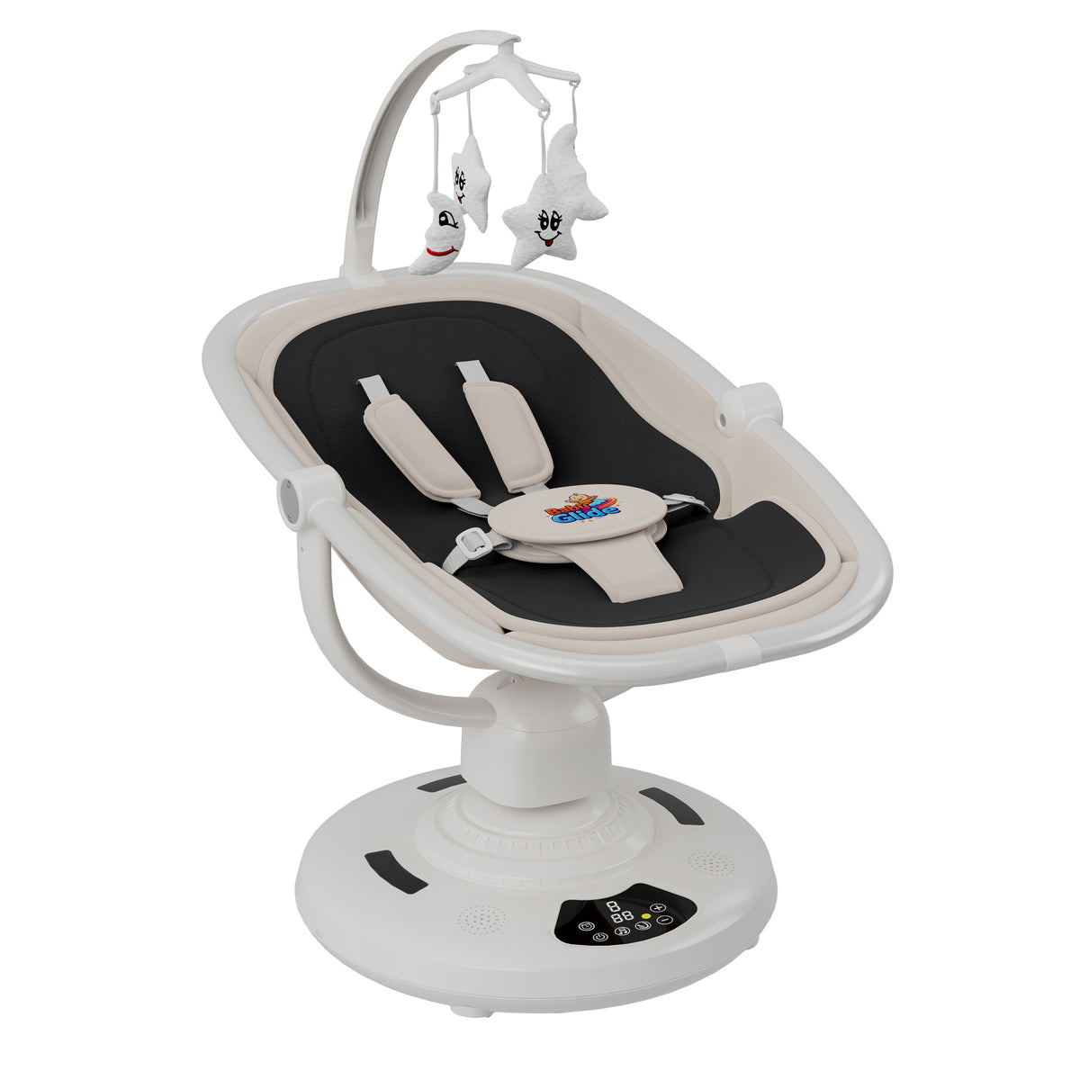 Baby Glide Electric Baby Swing – Smart Bluetooth Baby Rocker with Remote Control & 5 Swing Speeds,Black