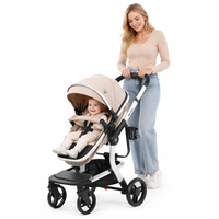 Luxury High Landscape Baby Stroller & Bassinet Travel System | One-Button Fold | High View | Australian Standard Certified | Baby Glide Beige Stroller