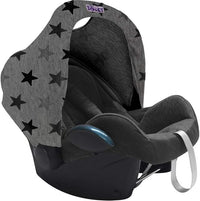 Dooky Hoody Cover for Baby Car Seat/Pram/Stroller/Pushchair, Universal Fit, Protects from Sun, Wind and Light Rain, UPF 50+ UV Protection, Easy to Install and Wash, Grey Stars