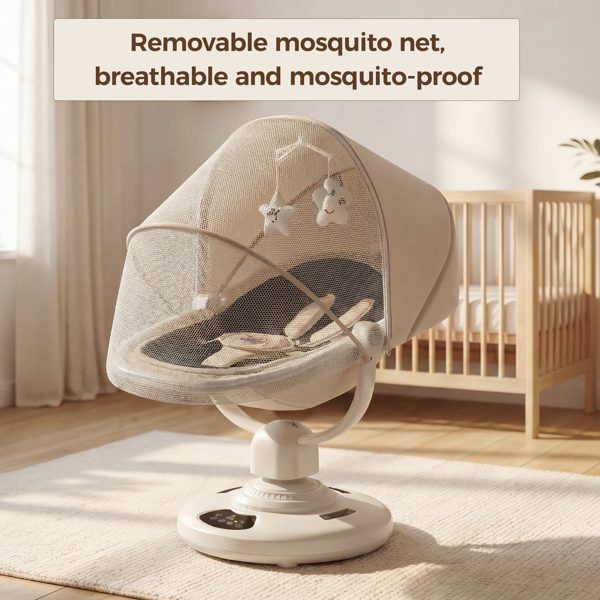 Baby Glide Electric Baby Swing – Smart Bluetooth Baby Rocker with Remote Control & 5 Swing Speeds,Black