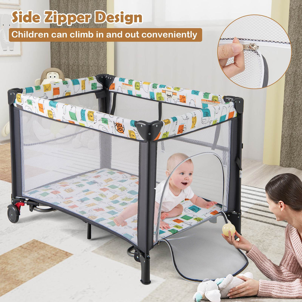Baby Joy 5-IN-1 Baby Travel Cot Portable Bedside Baby Crib Co Sleeper Portacot Foldable
