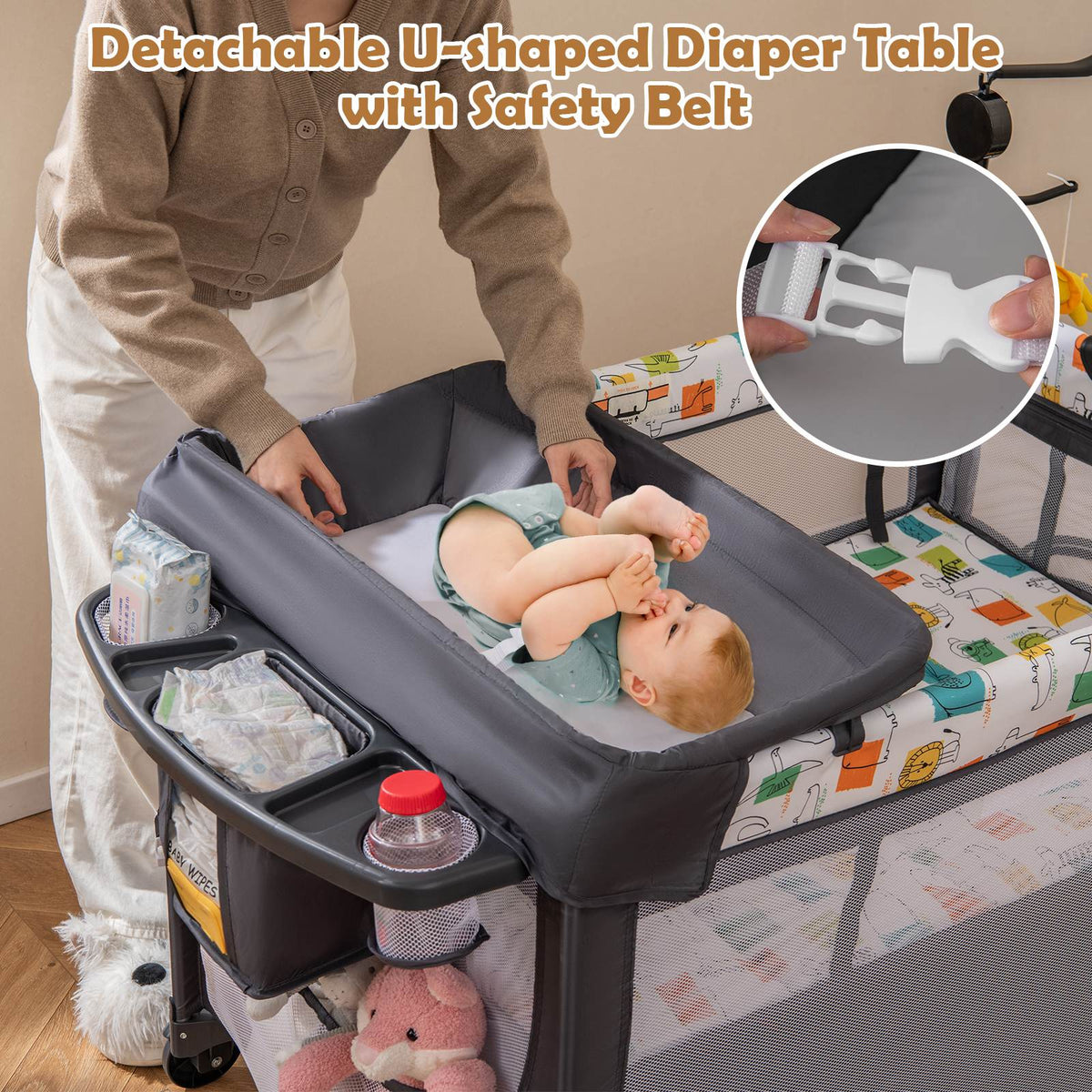Baby Joy 5-IN-1 Baby Travel Cot Portable Bedside Baby Crib Co Sleeper Portacot Foldable