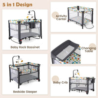 Baby Joy 5-IN-1 Baby Travel Cot Portable Bedside Baby Crib Co Sleeper Portacot Foldable