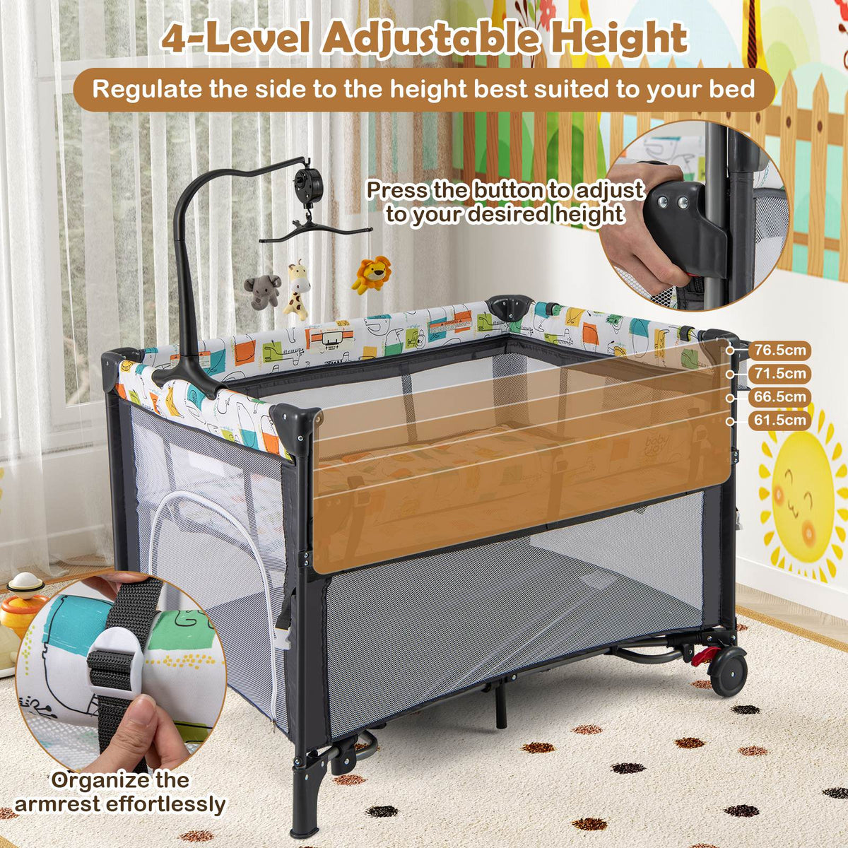 Baby Joy 5-IN-1 Baby Travel Cot Portable Bedside Baby Crib Co Sleeper Portacot Foldable