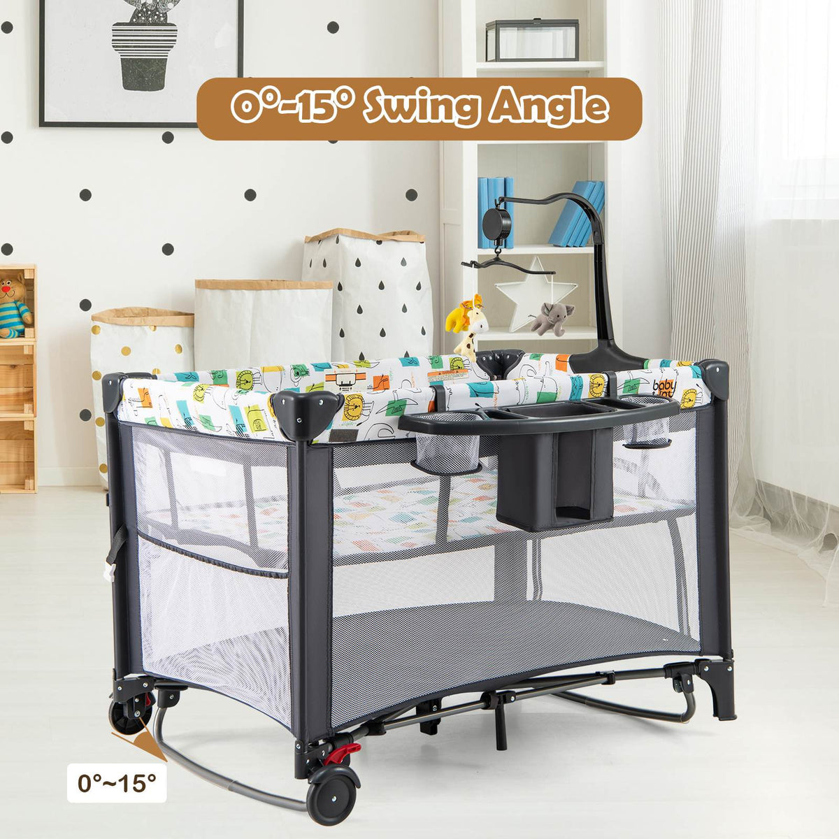 Baby Joy 5-IN-1 Baby Travel Cot Portable Bedside Baby Crib Co Sleeper Portacot Foldable