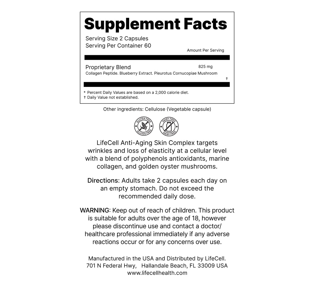 LifeCell Aging Supplement Pill 120 Capsules,Made in USA